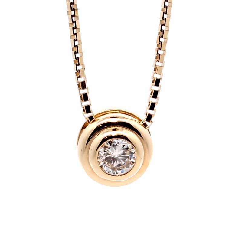 Estate Diamond Solitaire Pendant Necklace